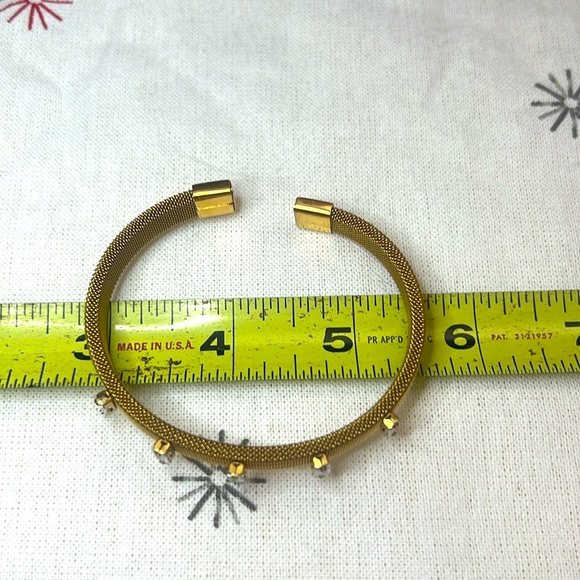 Gold Mesh Crystal Bangle Cuff Bracelet - Picture 6 of 8